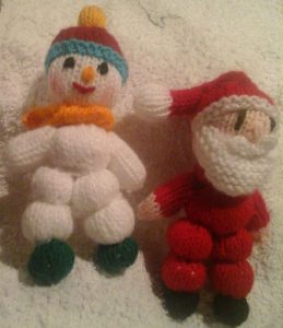 Knitted Santa and snowman